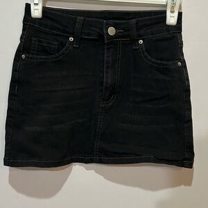 SHEIN Black Denim Stretch Petite XS Mini Skirt